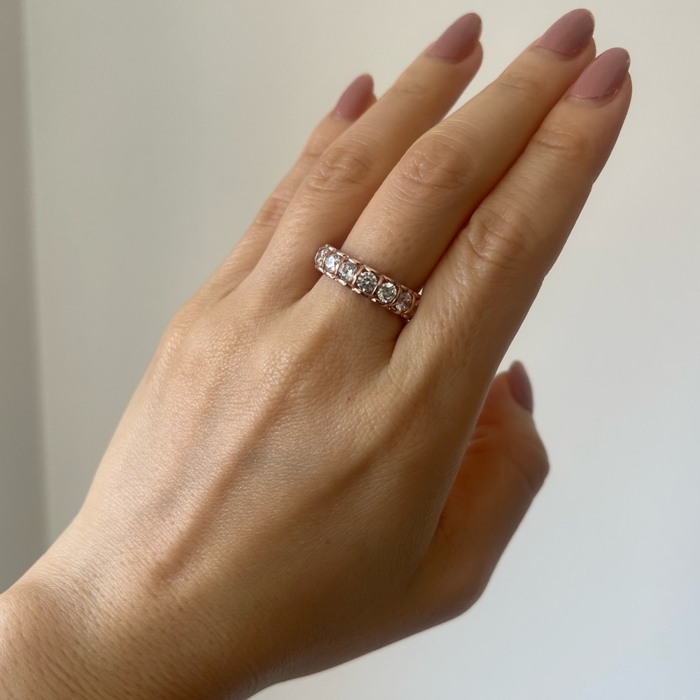 Diamonique sterling silver cubic zirconia band ring